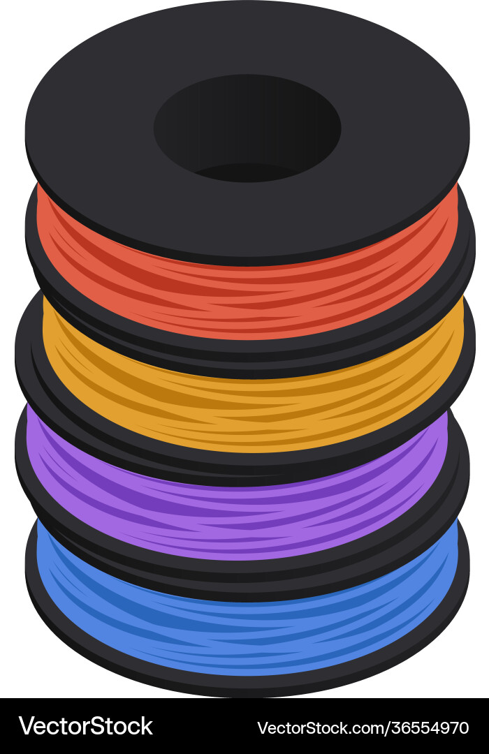 3D Printing Bobbin Set - Isometric Vector Image