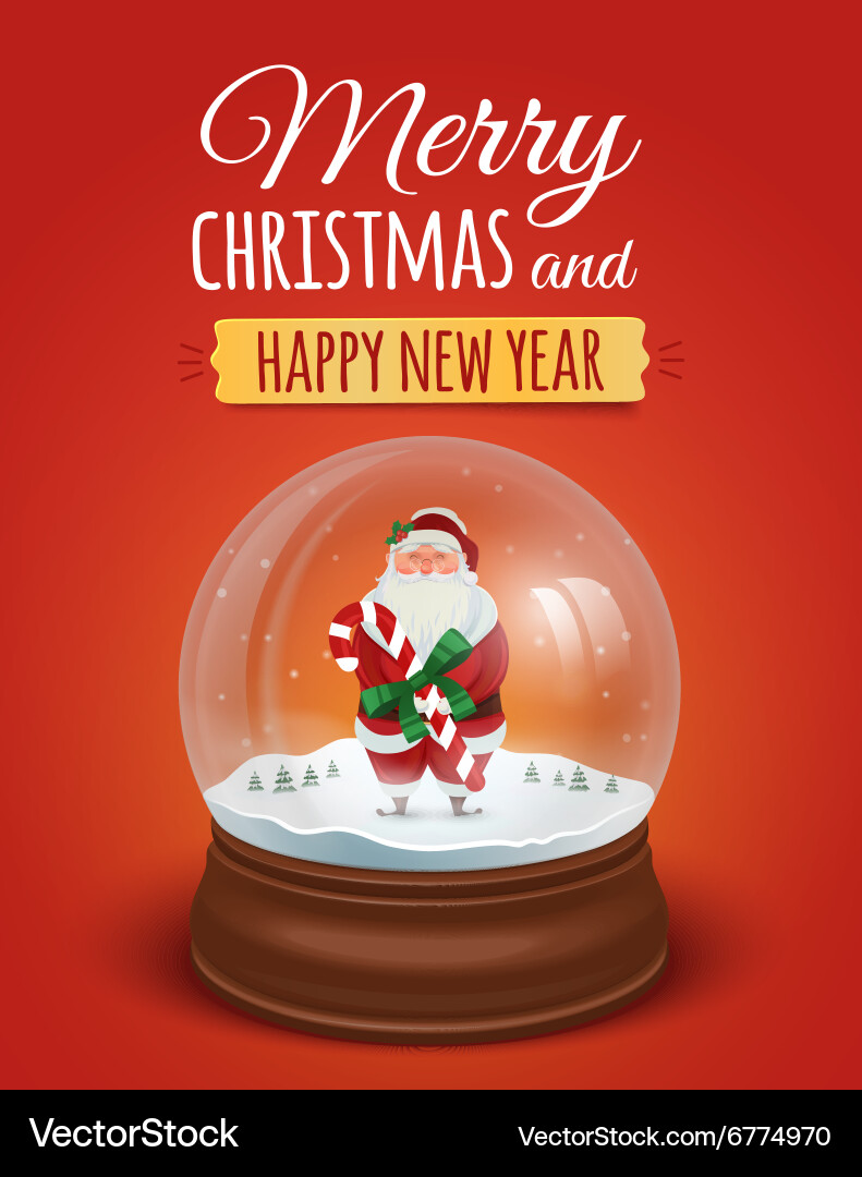 Christmas greeting card poster with santa claus Vector Image