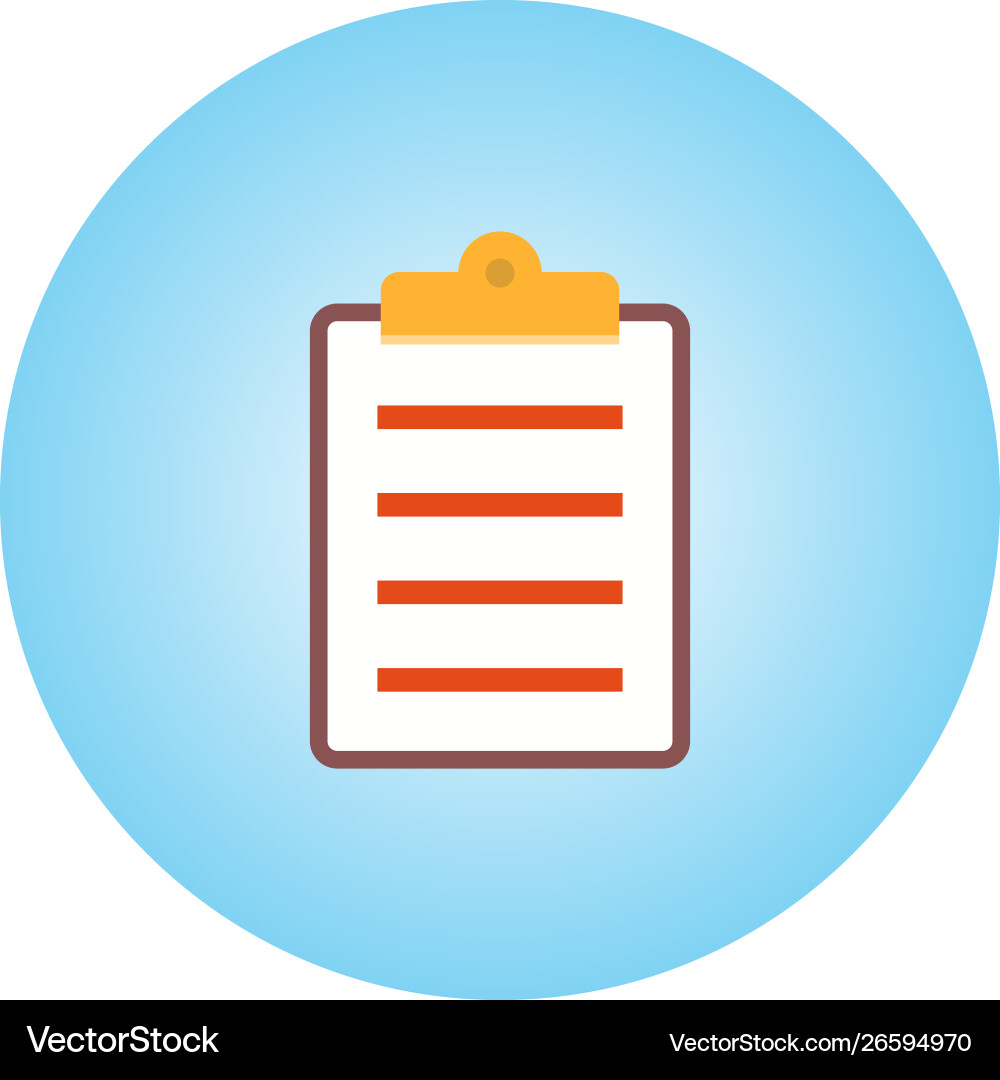 Clipboard list flat icon with gradient background vector image