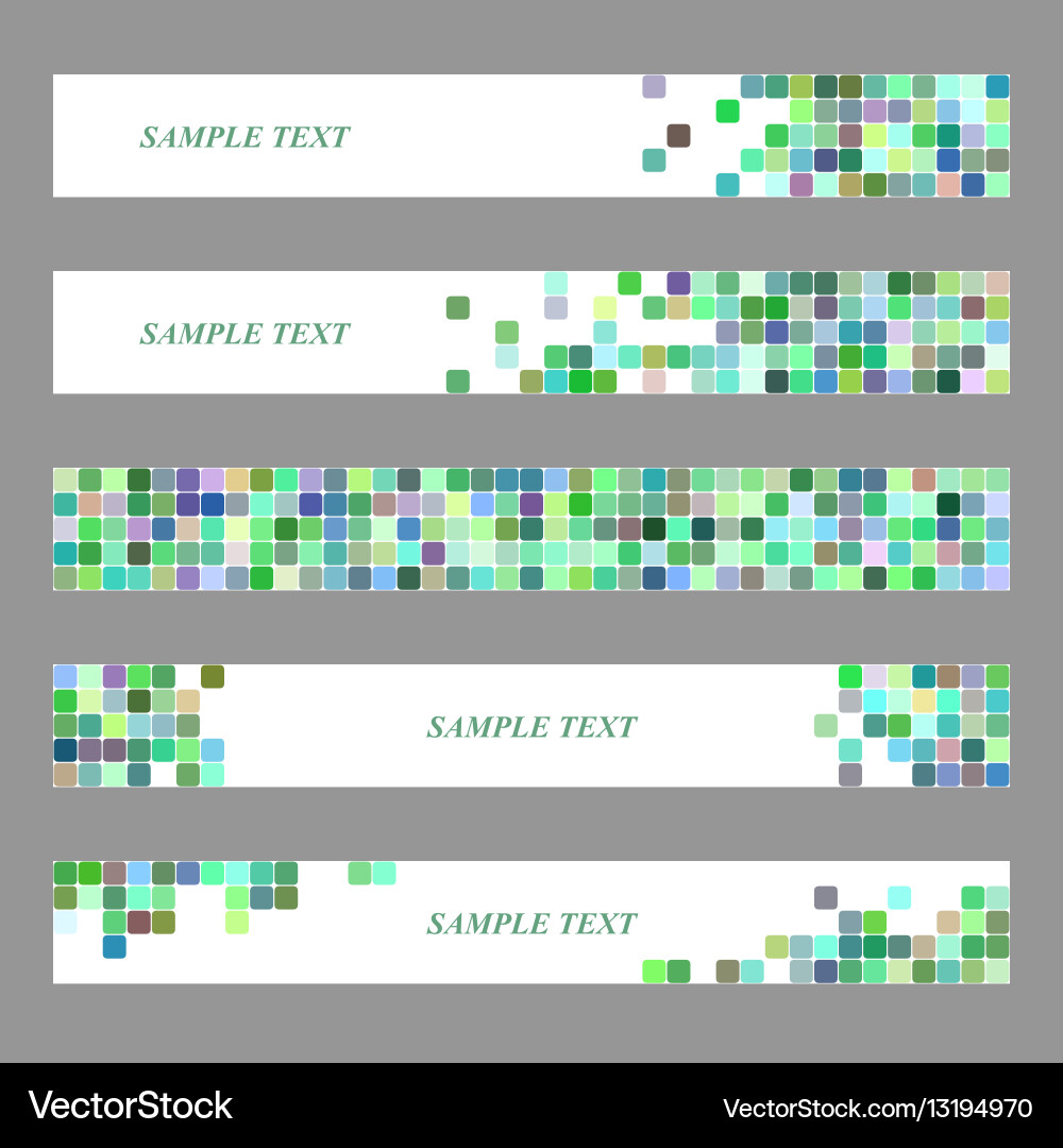 Colored square mosaic web banner template set vector image