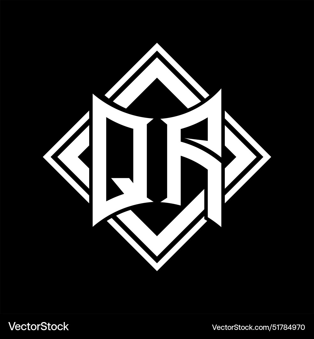 Qa letter logo abstract shield shape with square Vector Image