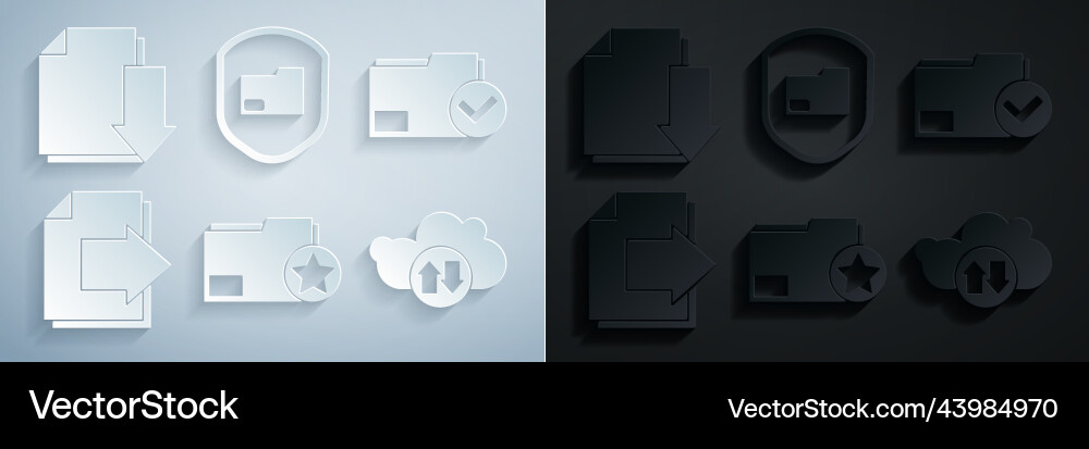 Set document folder with star and check mark next Set document folder with star and check mark next vector image