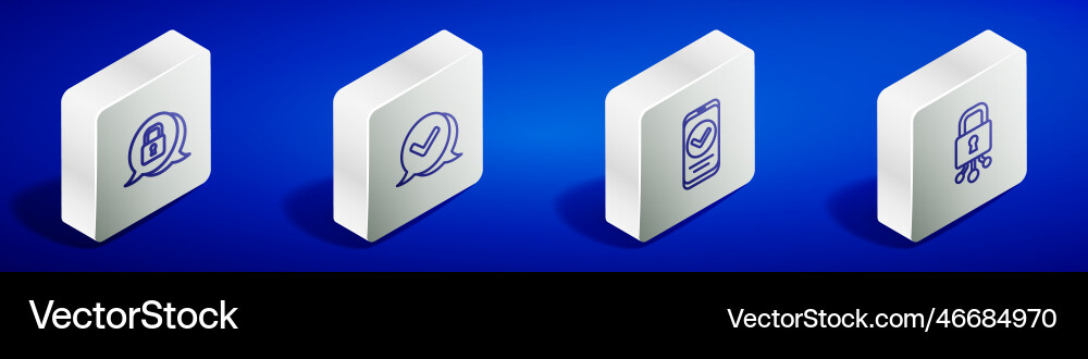 Set isometric line cyber security check mark Set isometric line cyber security check mark vector image