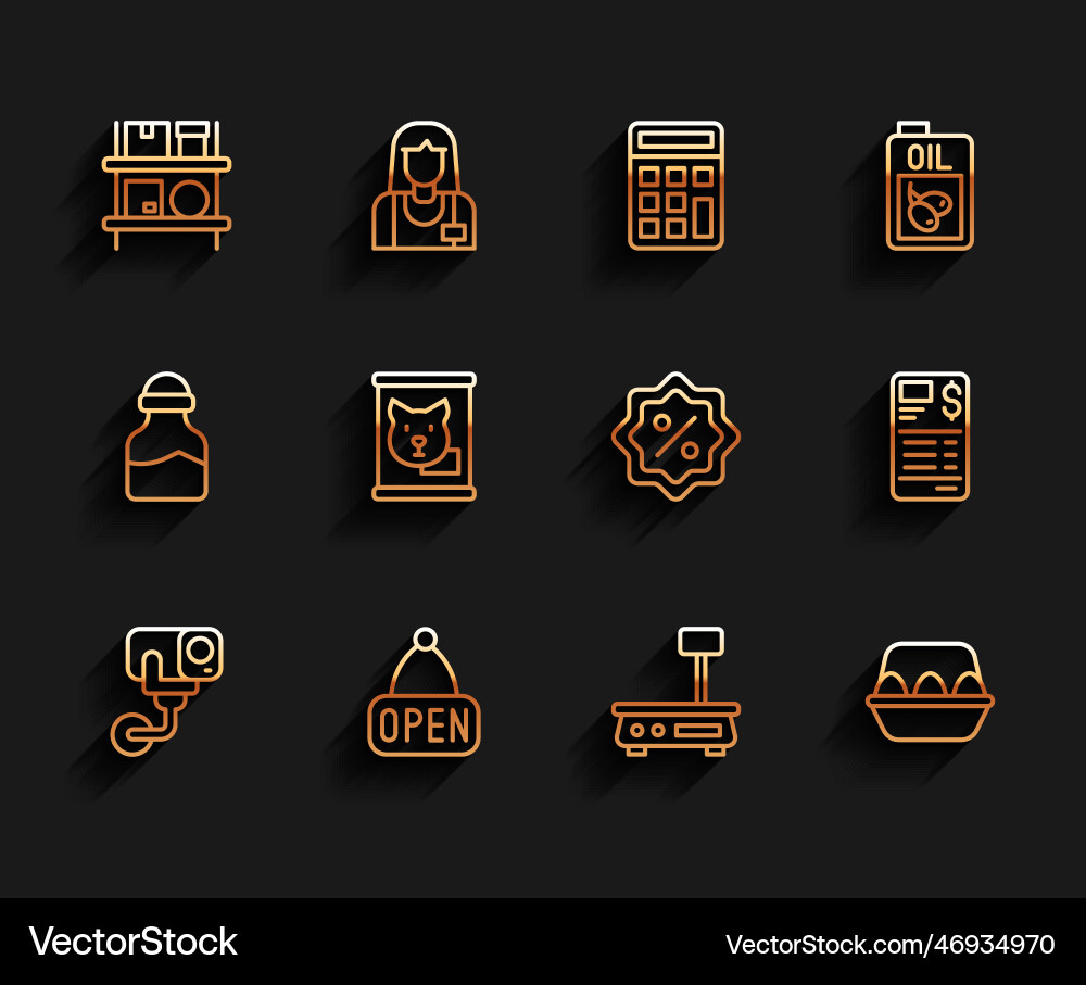 Set line security camera hanging sign with open Set line security camera hanging sign with open Vector Image
