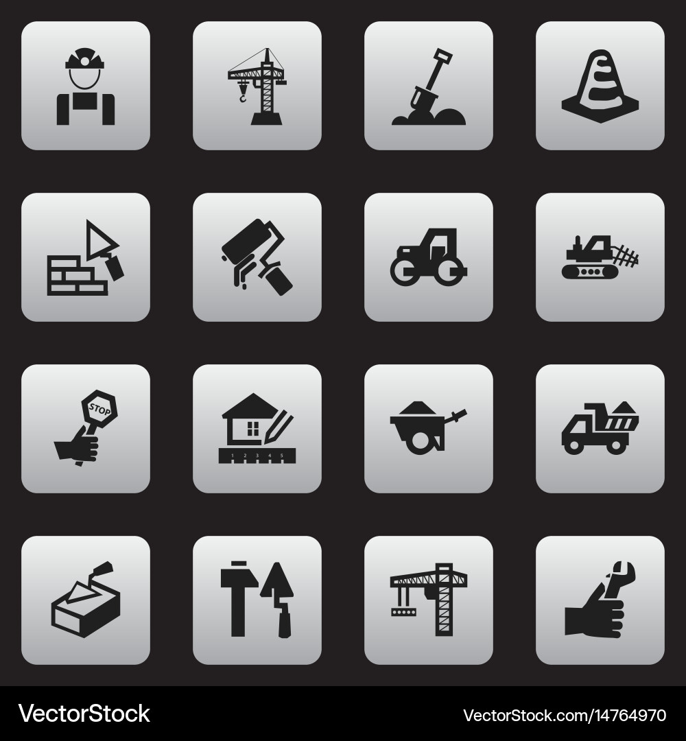Set of 16 editable building icons includes vector image