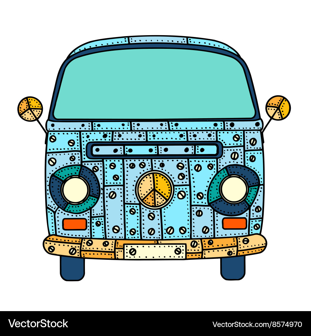 Van in tangle patterns style vector image