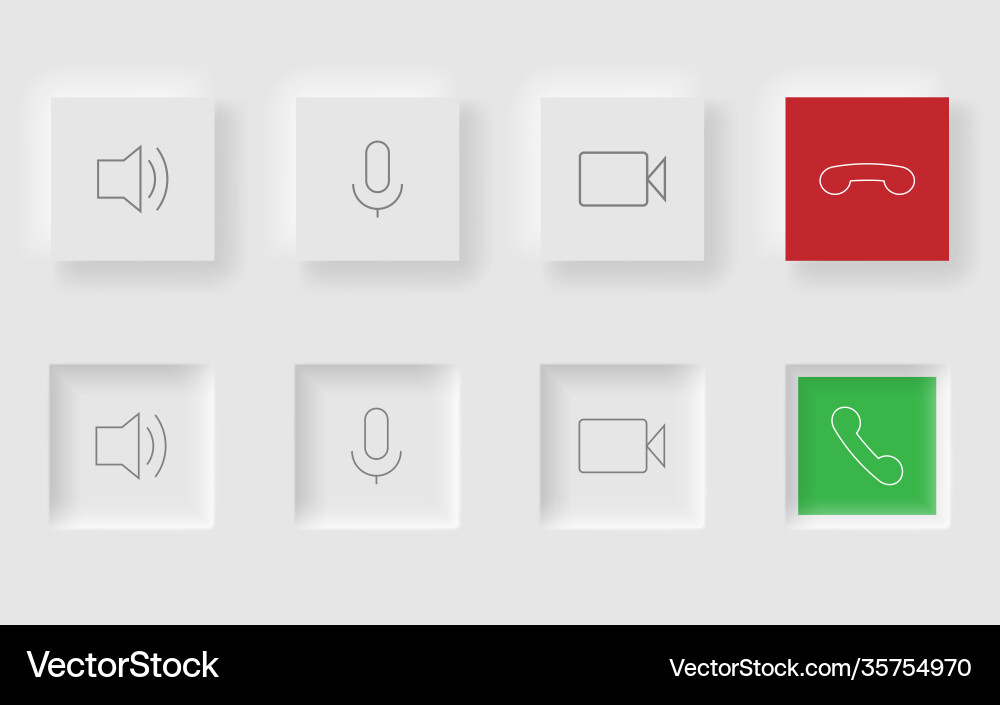 White square buttons in neomorphism design style White square buttons in neomorphism design style vector image