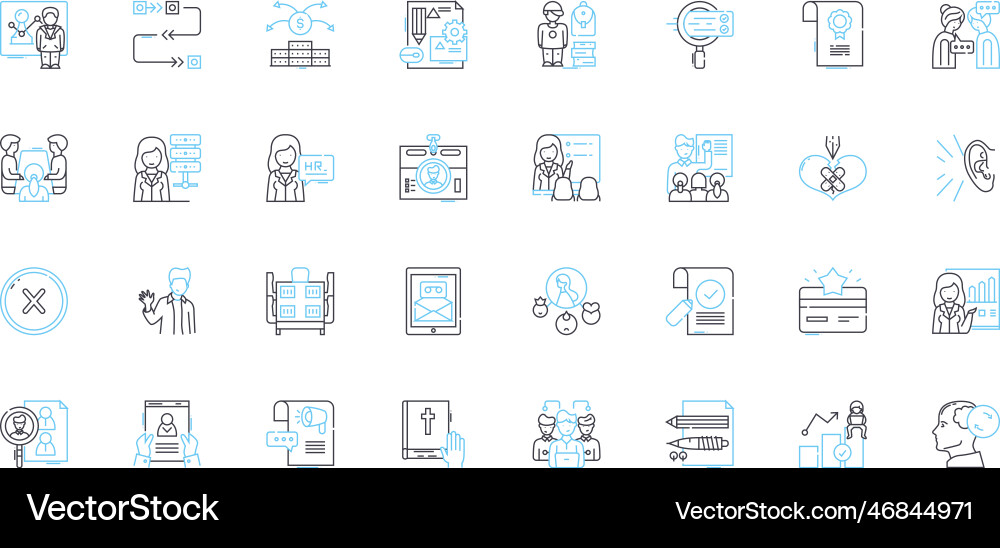 Allied parties linear icons set unity Allied parties linear icons set unity vector image