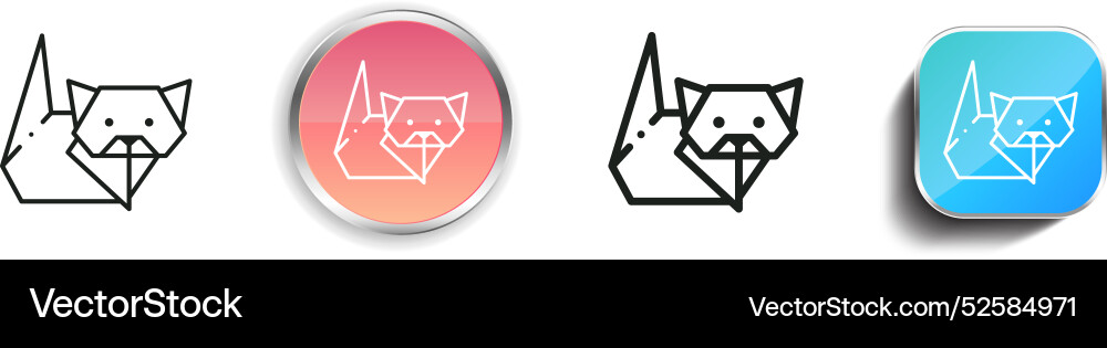 Cat icon thin linear regular and button style vector image