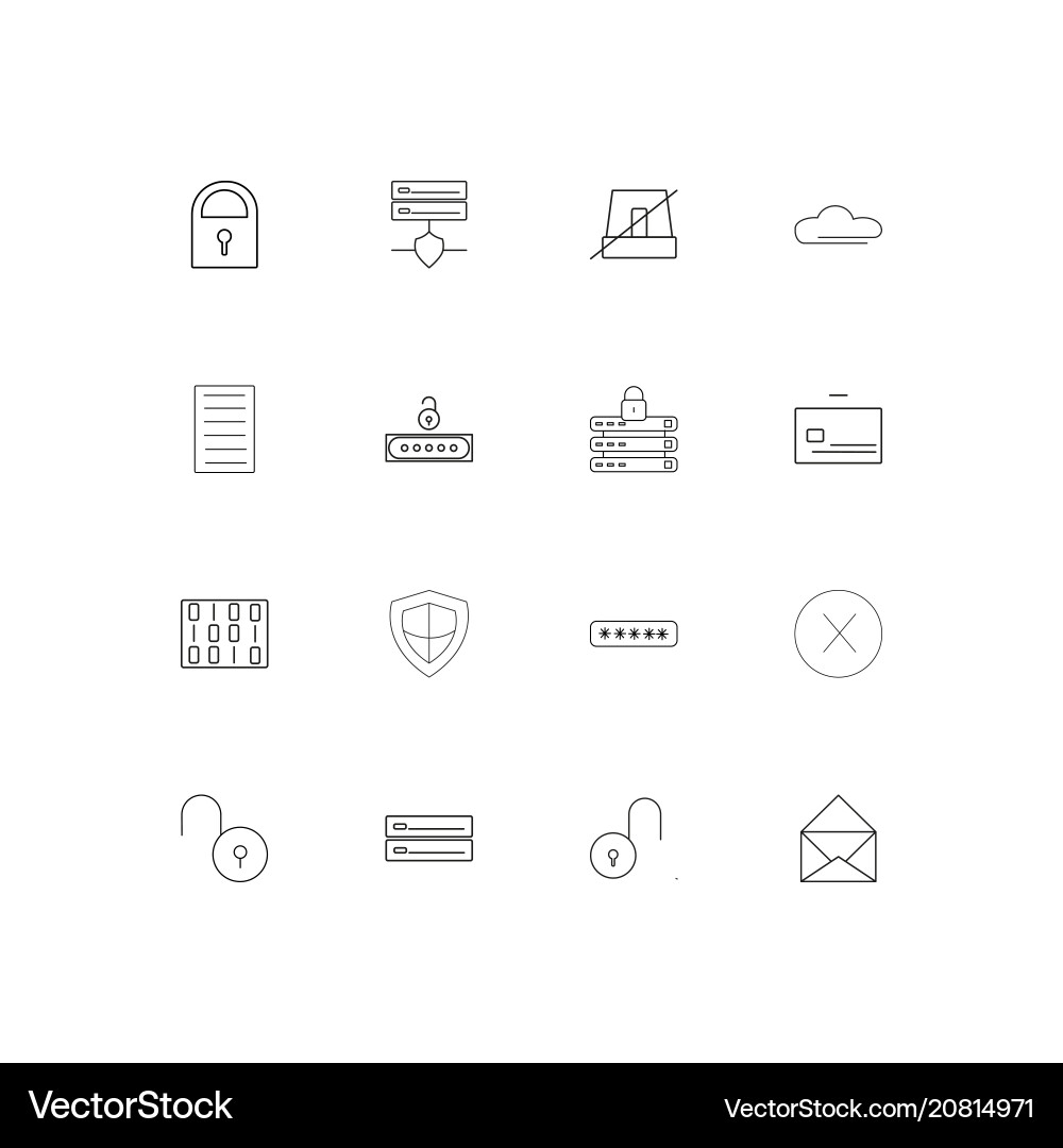 Cyber security linear thin icons set outlined Vector Image