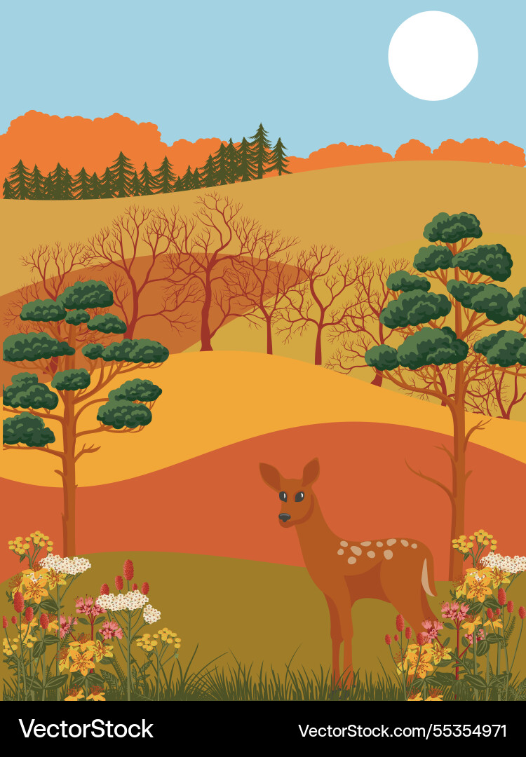 Drawing autumn landscape Drawing autumn landscape vector image