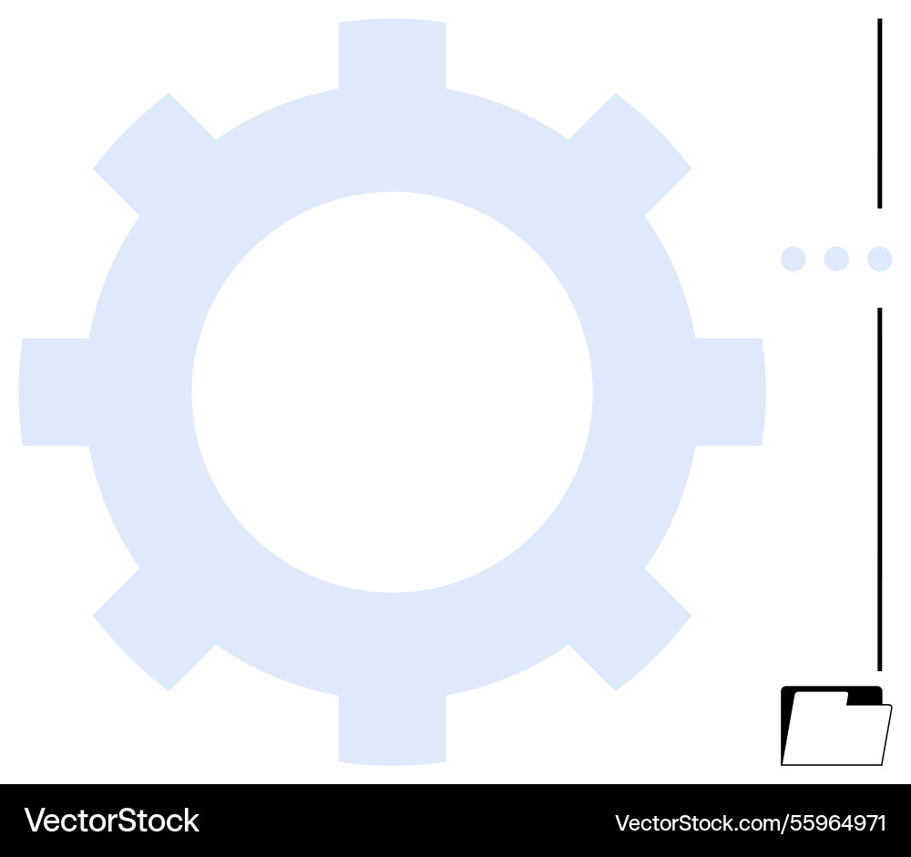 Gearwheel and folder representing workflow Gearwheel and folder representing workflow Vector Image