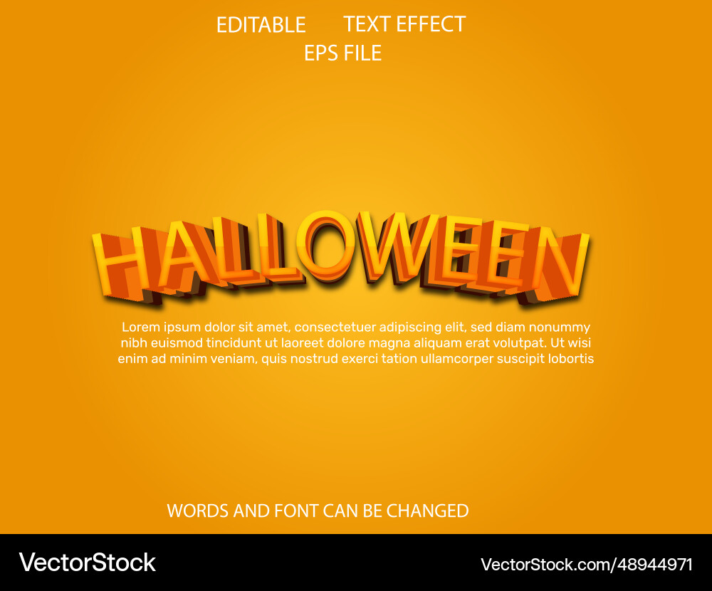 Halloween editable text effect 3d font style use Halloween editable text effect 3d font style use vector image
