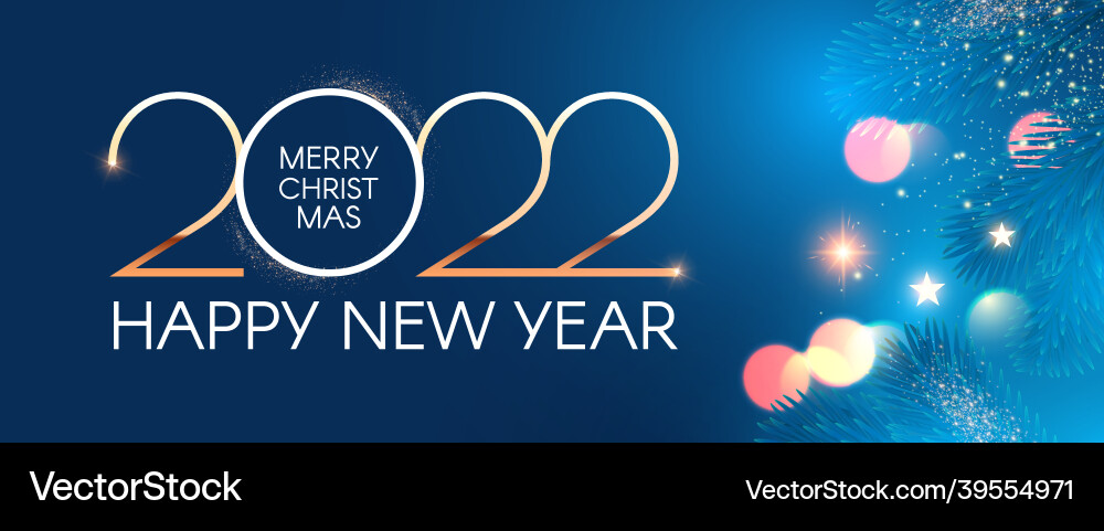 Happy new 2022 year elegant text with fir tree Vector Image