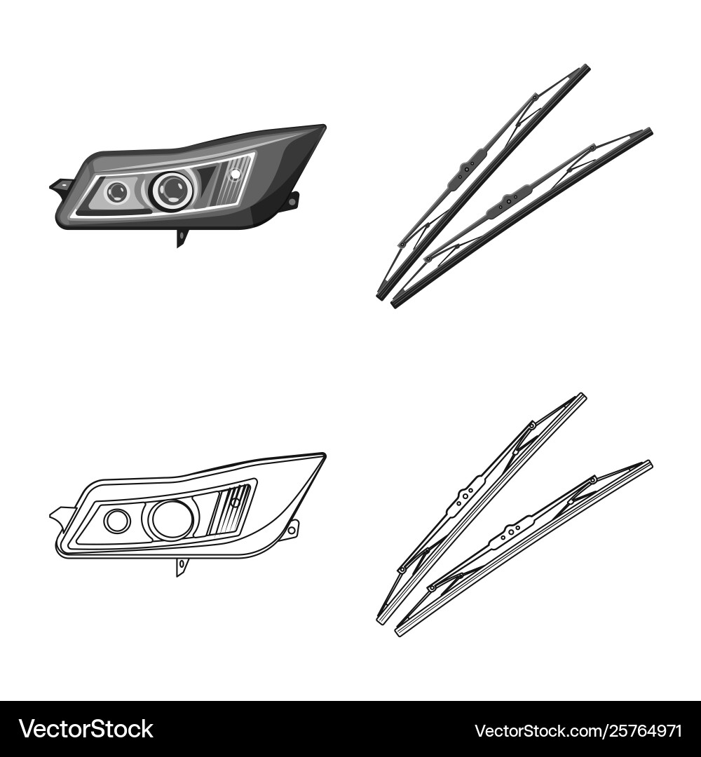 Isolated object auto and part sign set Vector Image
