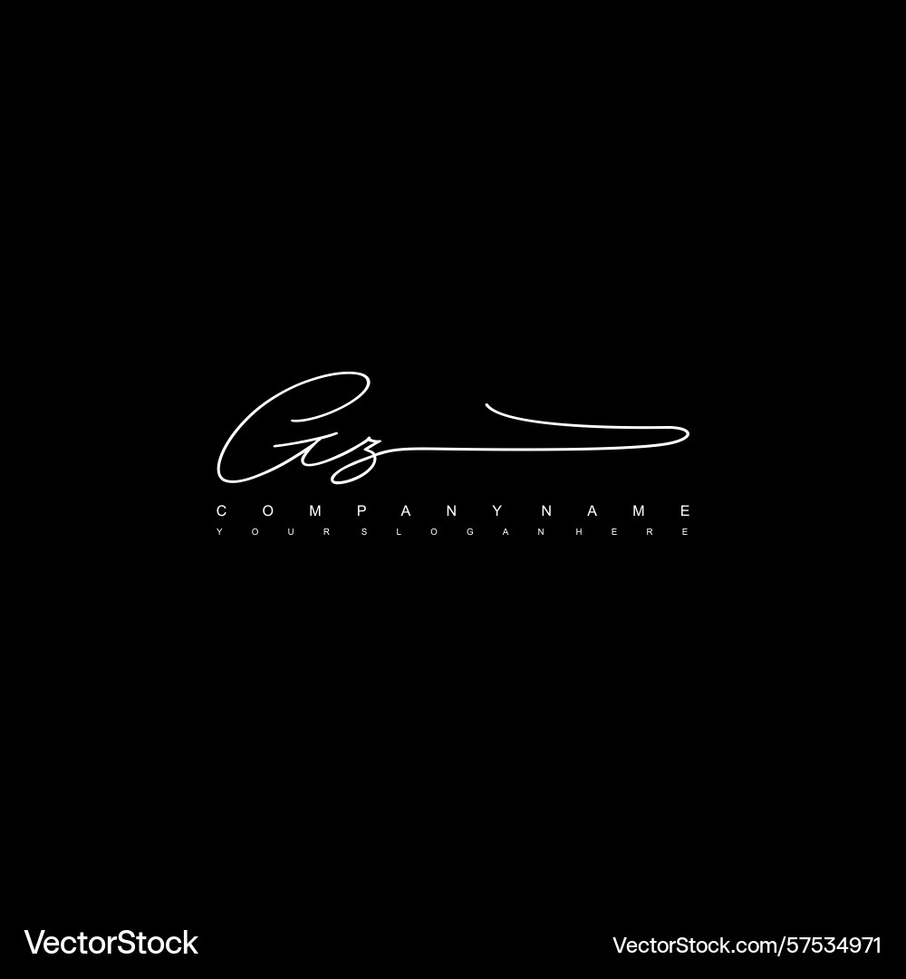 Minimal signature logo design with gz initials Vector Image