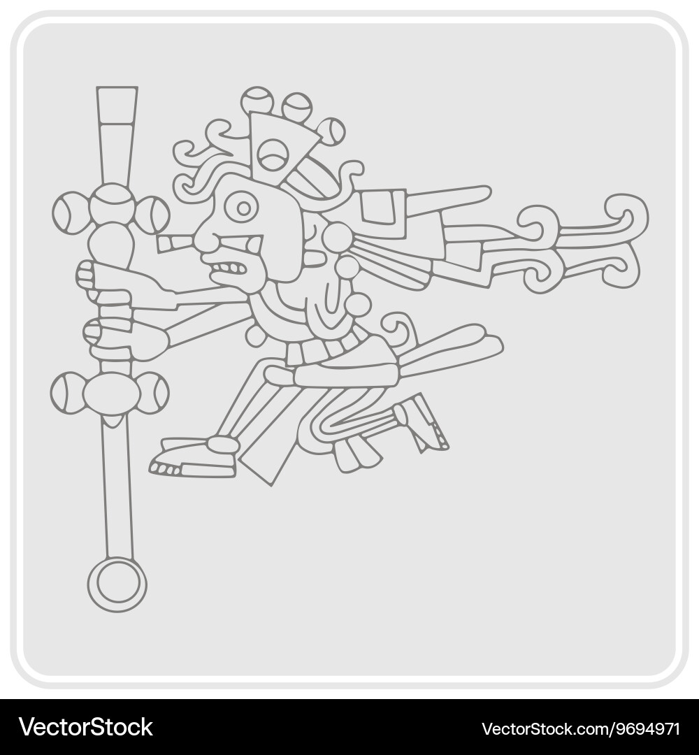 Monochrome icon with symbols from aztec codices Vector Image
