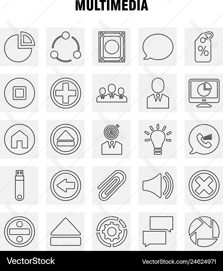 Multimedia line icon for web print and mobile Multimedia line icon for web print and mobile vector image