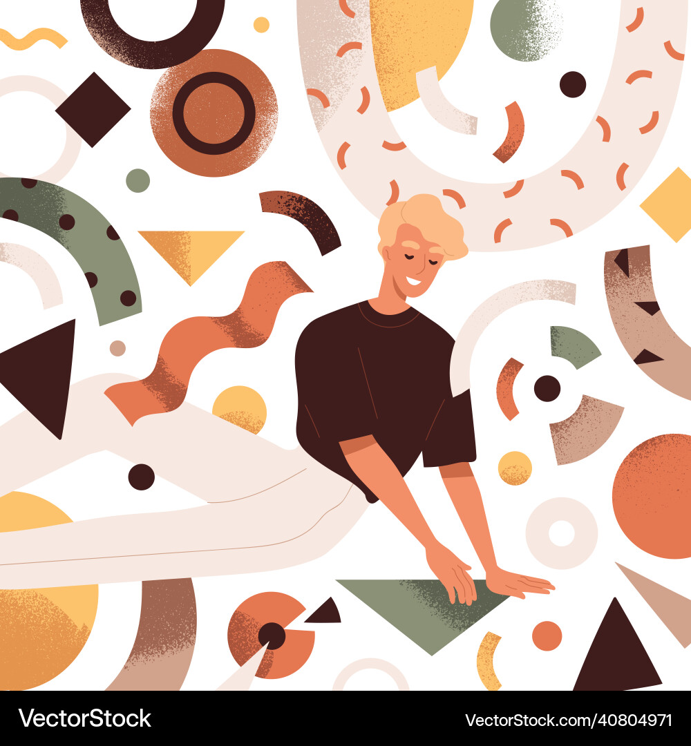 Person work with abstract business data analysis Person work with abstract business data analysis vector image