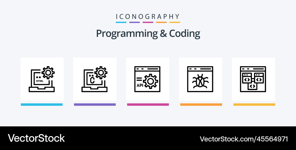 Programmierung und Kodierung Zeile 5 Icon Pack einschließlich Vektorbild