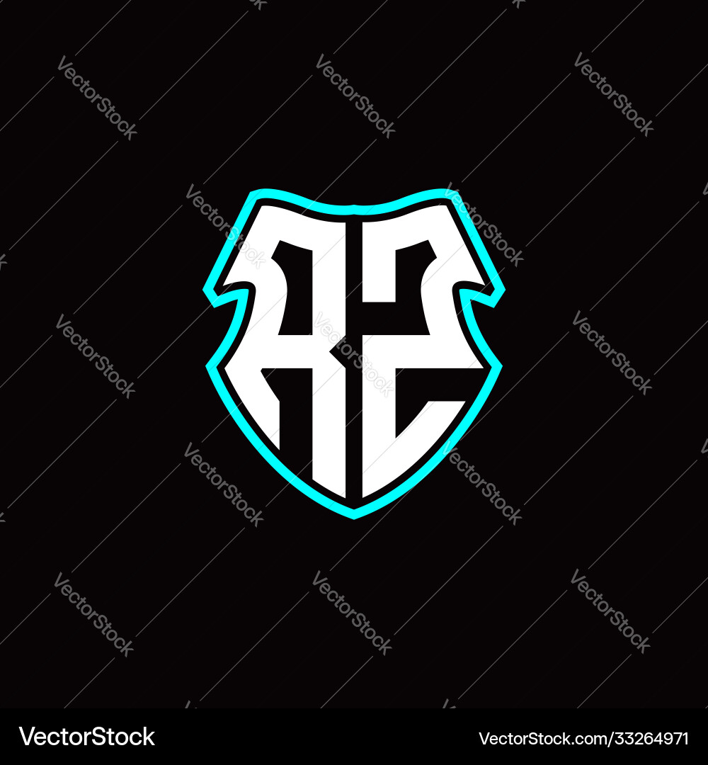 R z initial logo design with a shield shape R z initial logo design with a shield shape vector image
