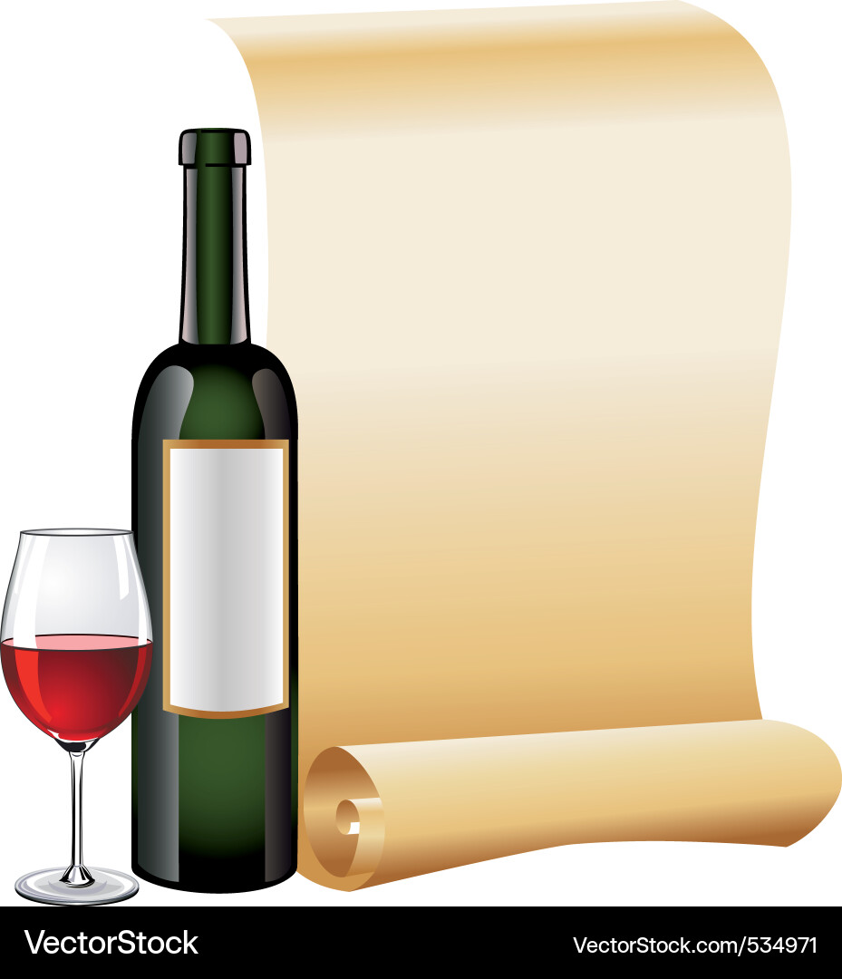 Red Wine and Scroll Background Vector Image