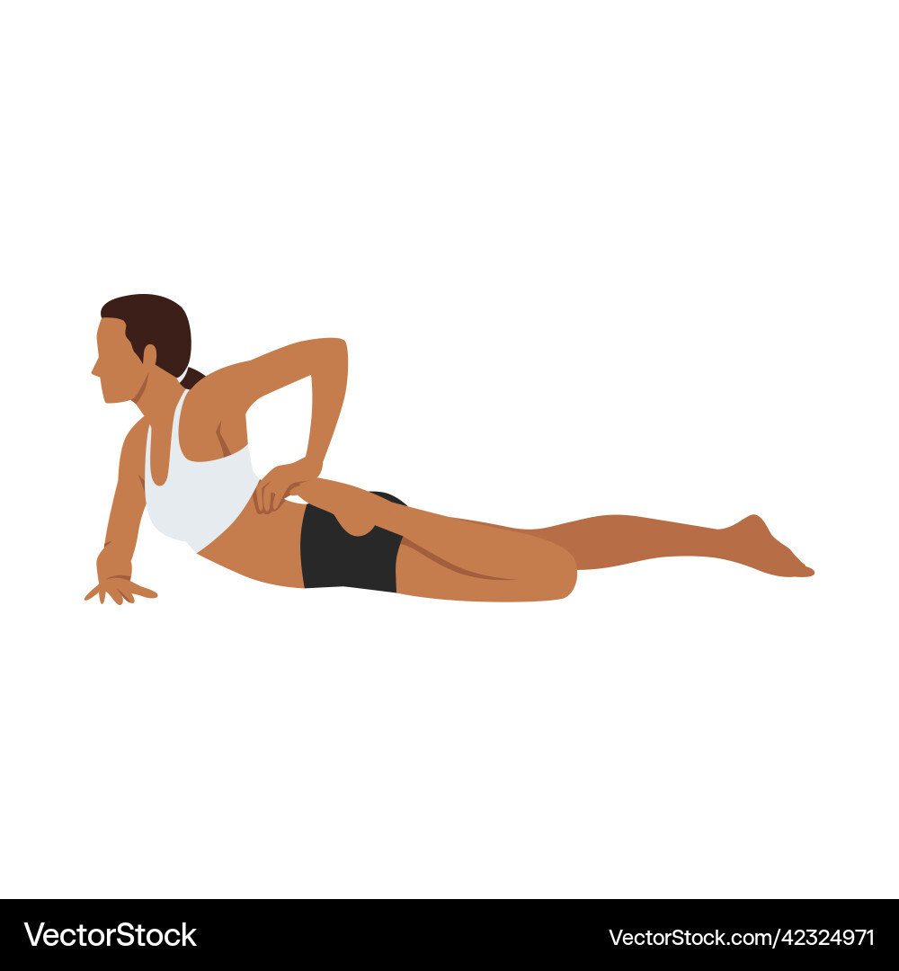 Woman doing half frog pose ardha bhekasana Woman doing half frog pose ardha bhekasana vector image