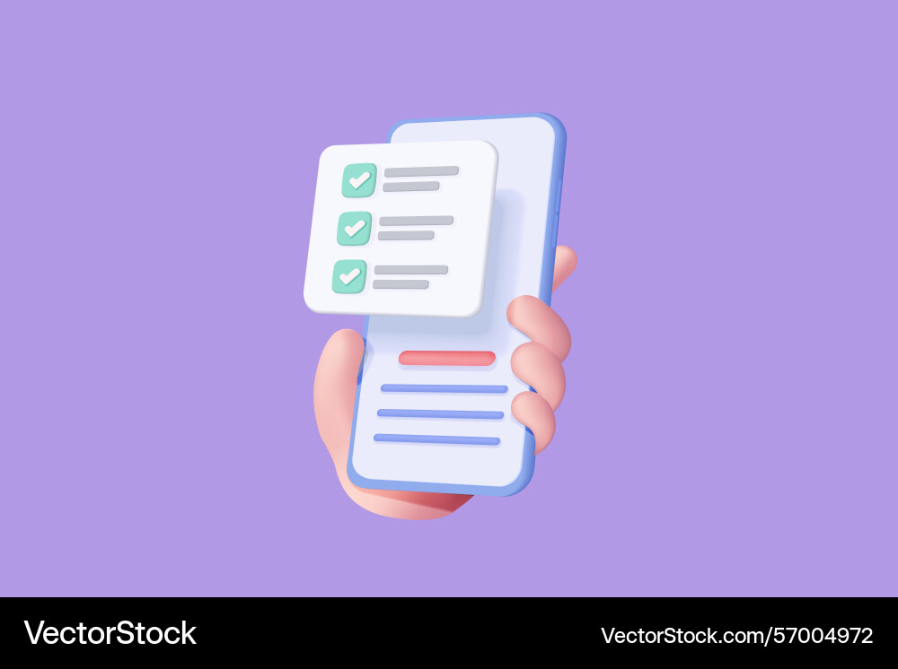 3d task management todo check list with mobile 3d task management todo check list with mobile vector image