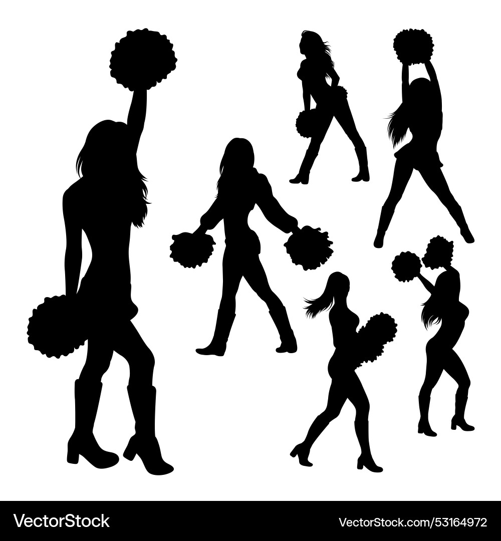 Cheerleader activity silhouettes Royalty Free Vector Image