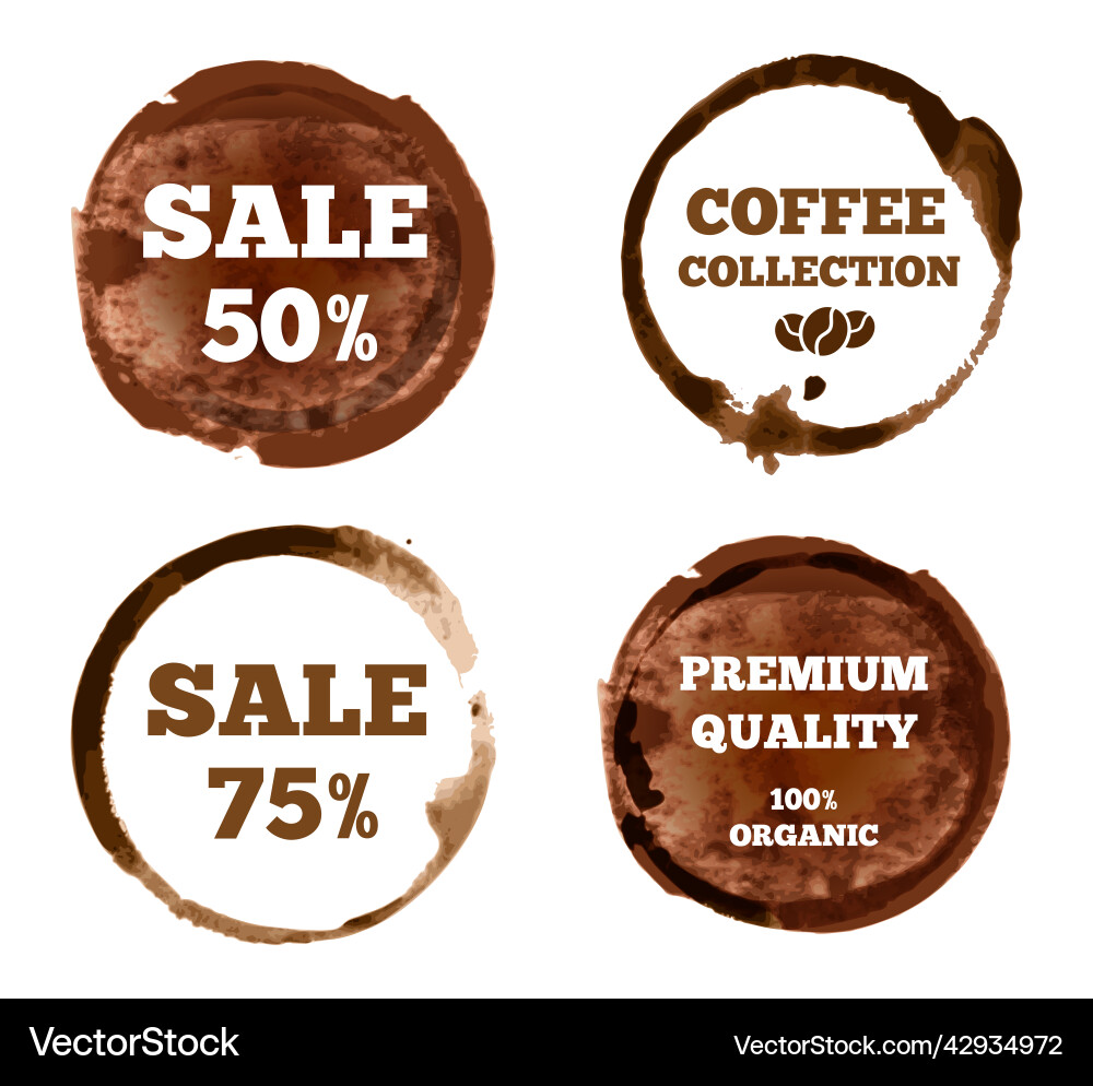Coffee labels sale stain and premium quality Coffee labels sale stain and premium quality vector image