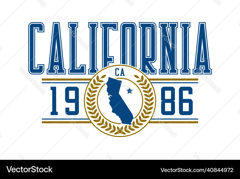 College tee shirt with california map