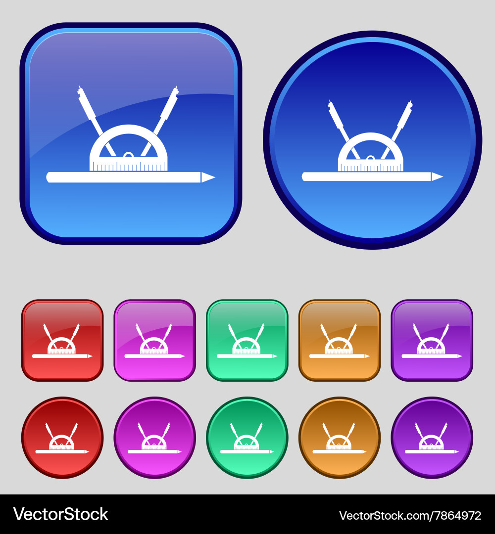 Compass and protractor characters geometry vector image