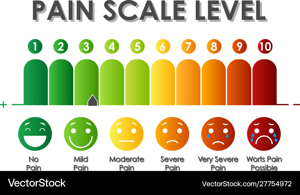 Diagram showing pain scale level with different vector image