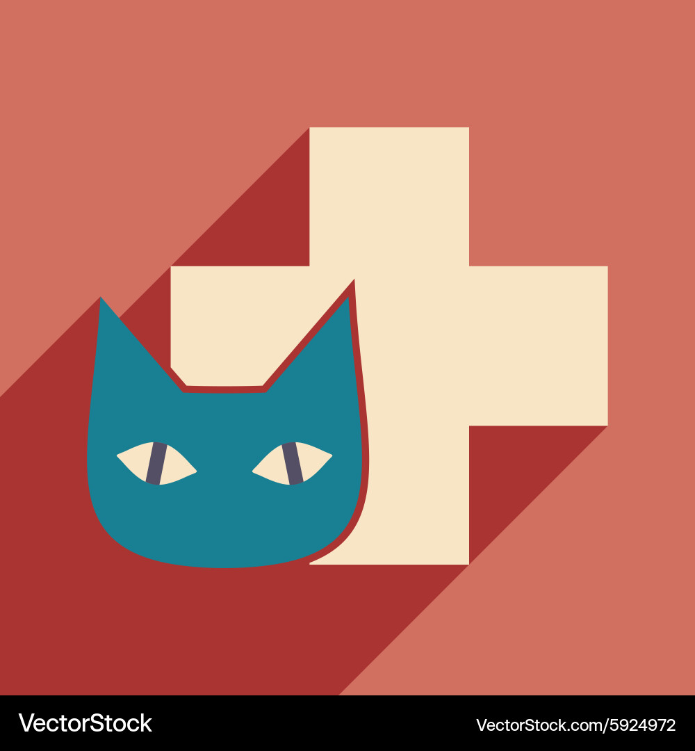 Flat with shadow icon and mobile application cat Vector Image
