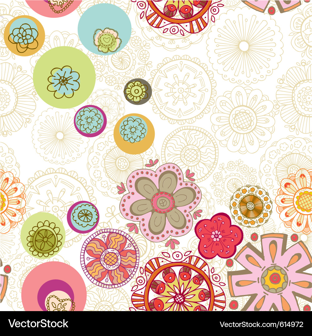 Floral Hand-Drawn Pattern Vector Image