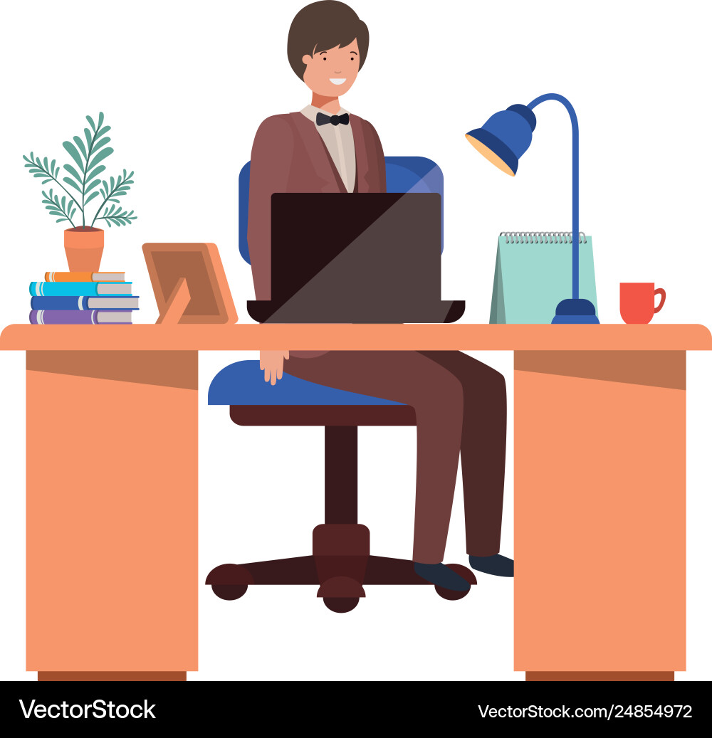 Man working in office avatar character vector image