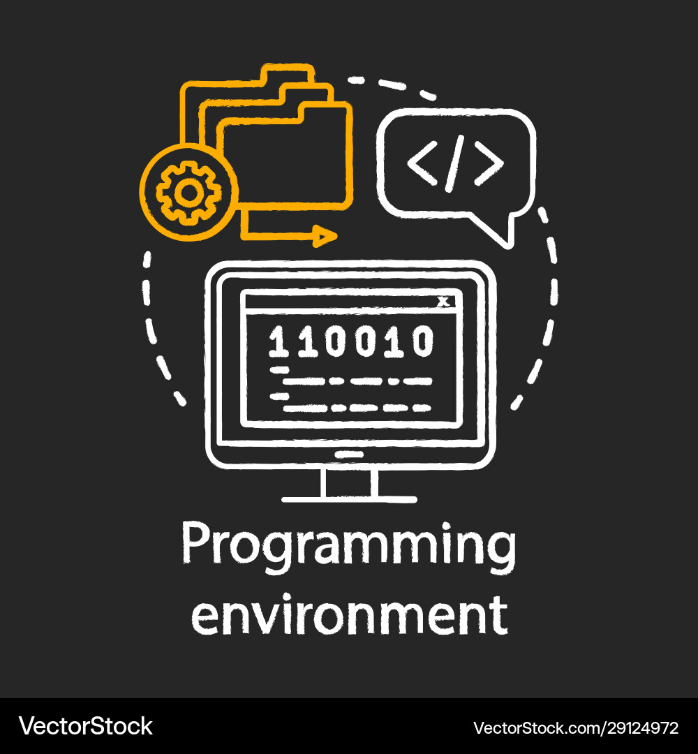 Programming environment language chalk concept Programming environment language chalk concept vector image
