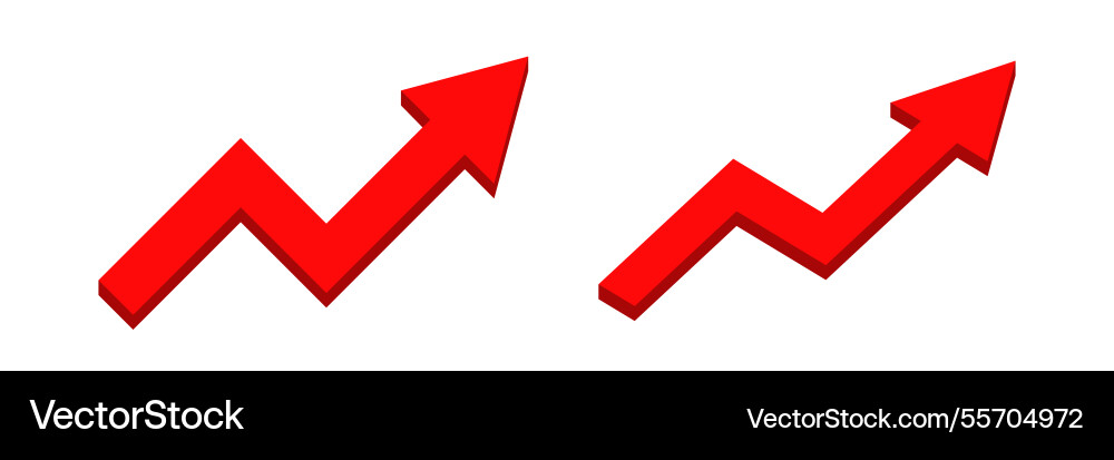 Red zigzag arrows pointing upward representing vector image