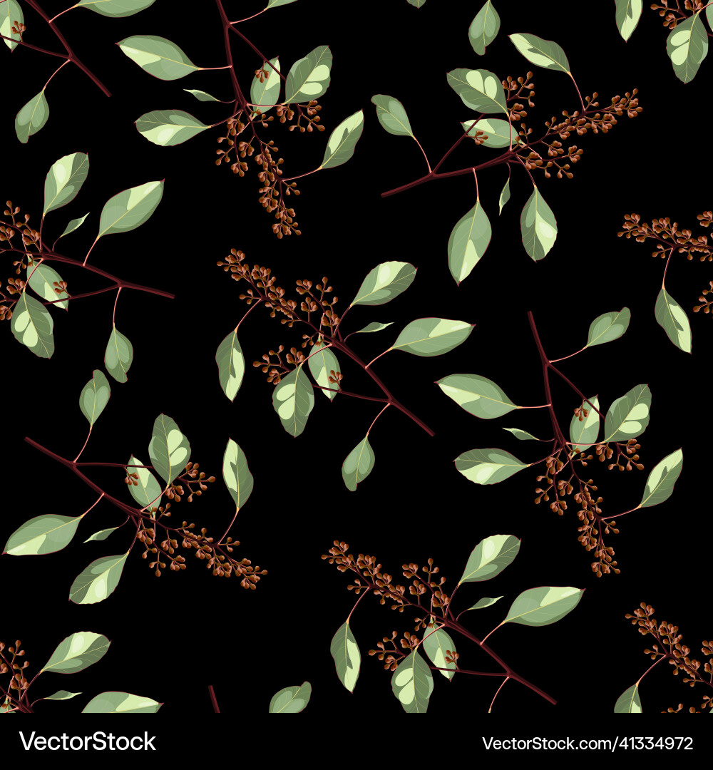 Seamless pattern with branches of eucalyptus Vector Image