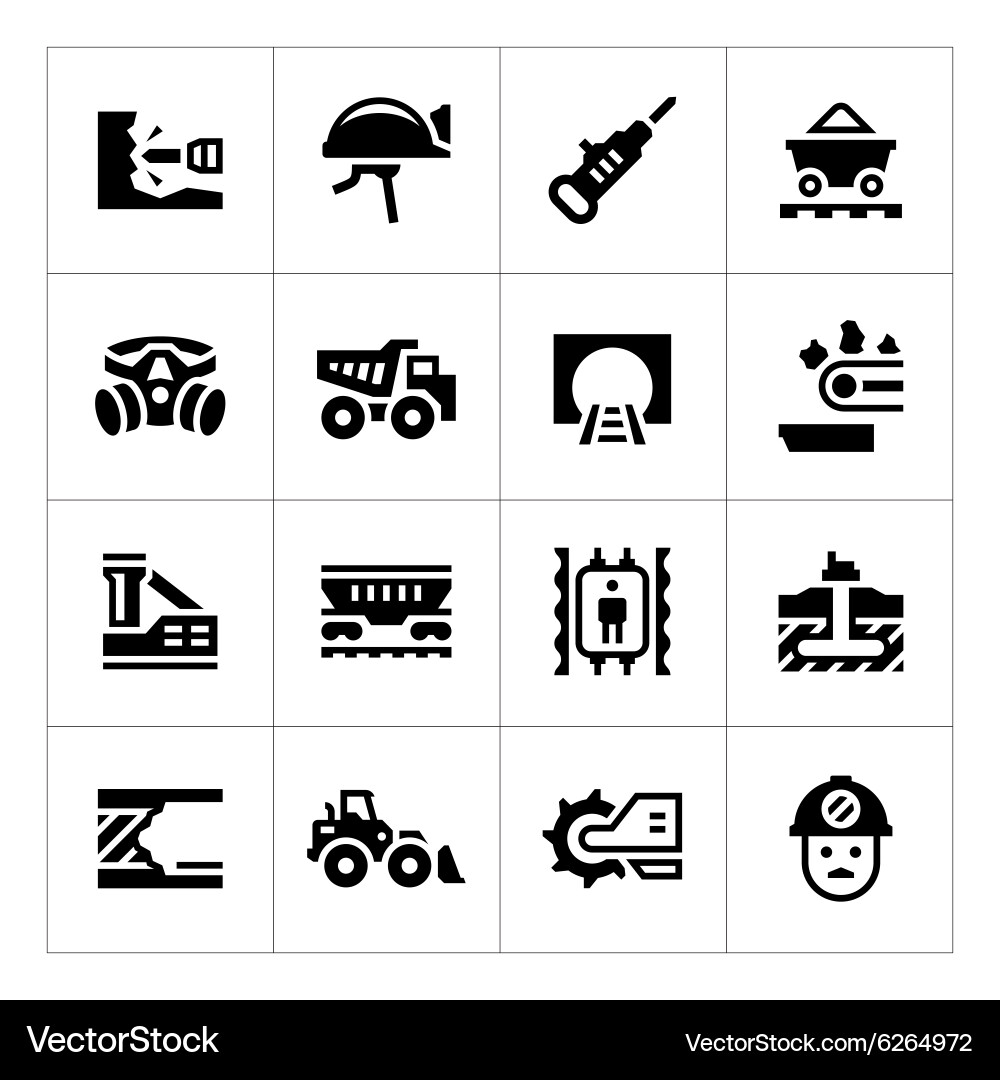 Set icons of mining Vector Image