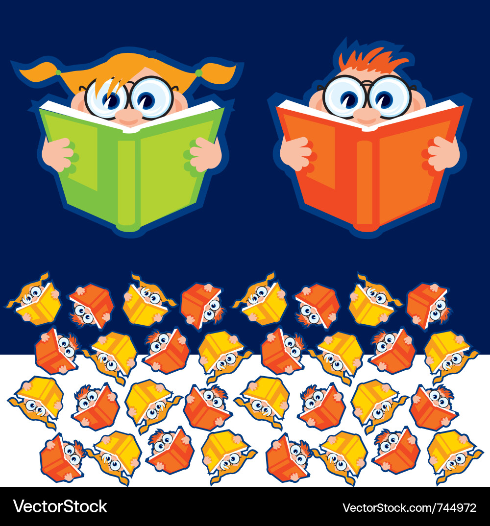 Students Learning to Read Vector Image