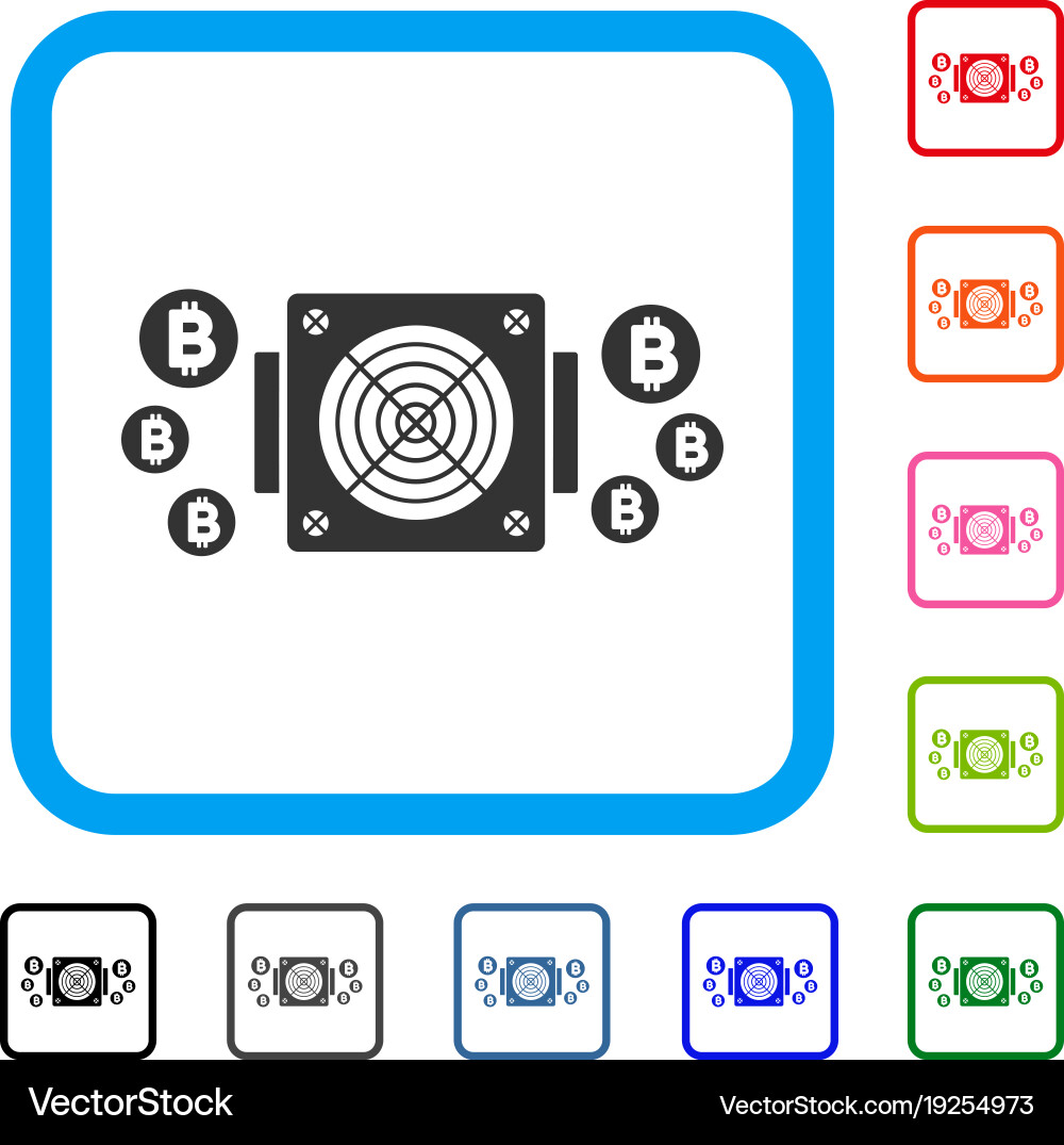 Bitcoin mining asic device framed icon vector image