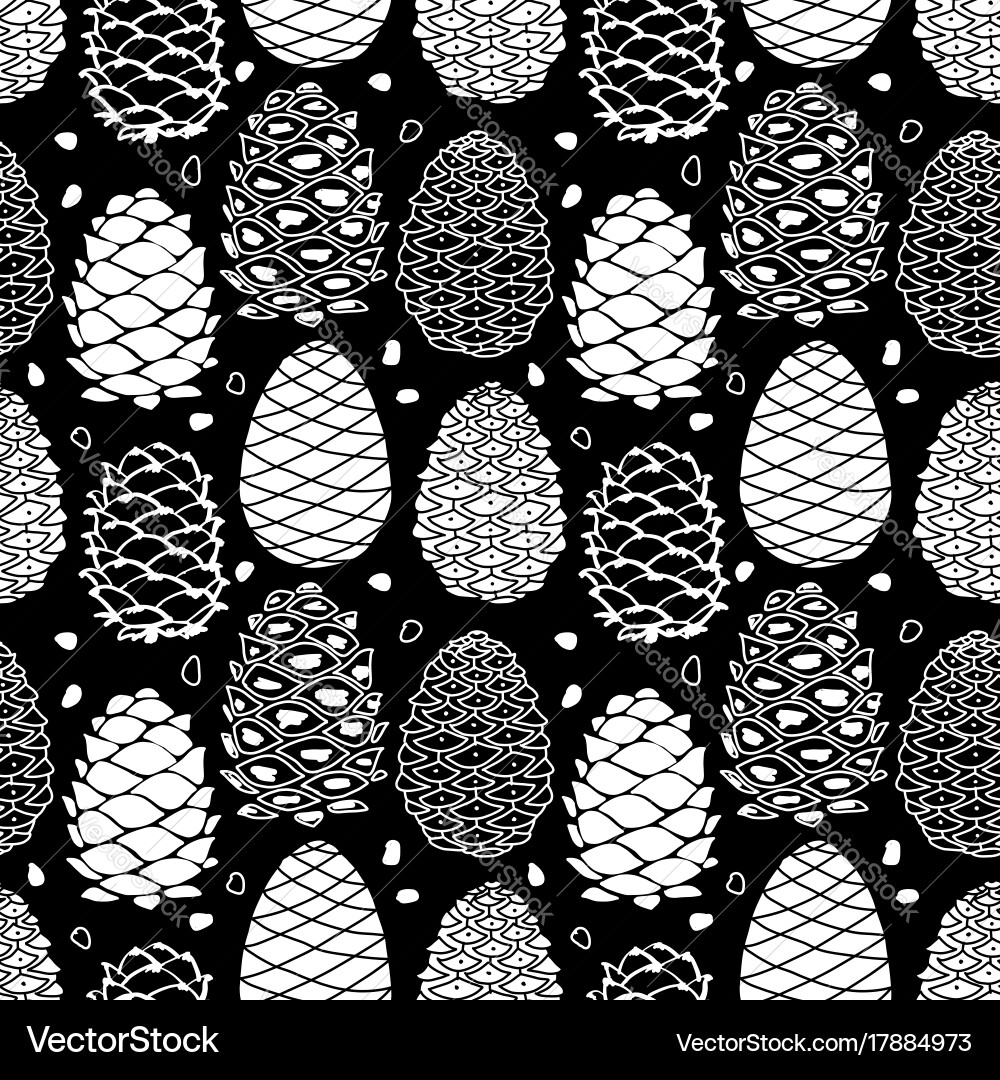 Cedar cones seamless pattern for your design vector image