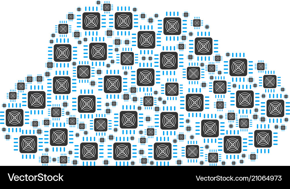 Cloud figure of asic processor icons Cloud figure of asic processor icons vector image
