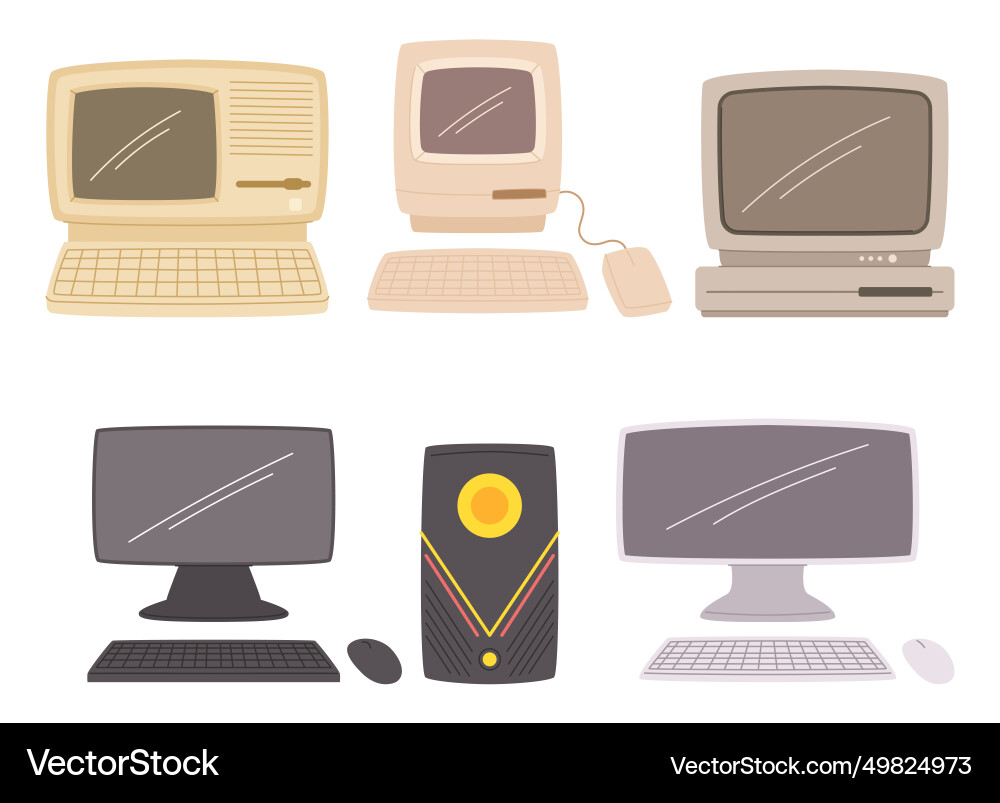 Computer evolution from massive machines Computer evolution from massive machines Vector Image