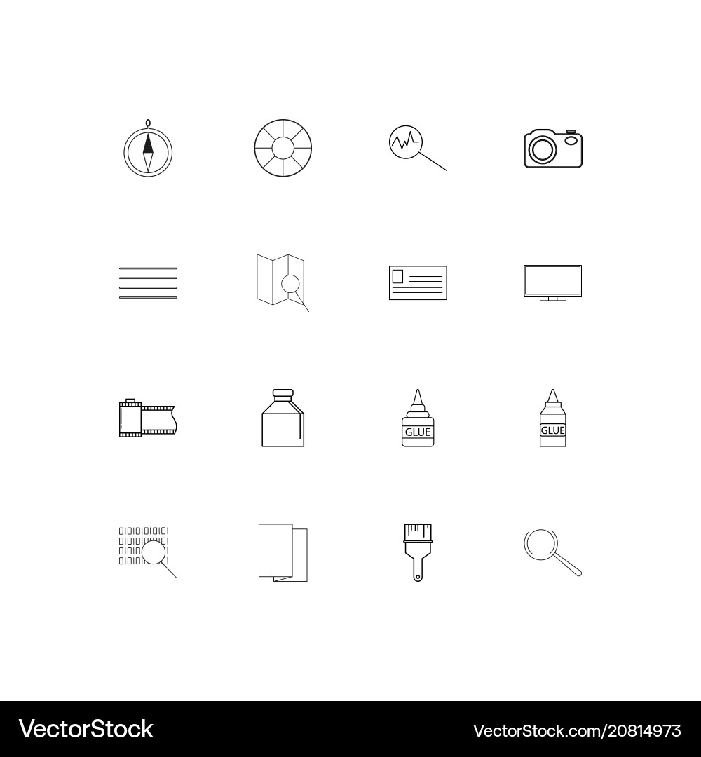 Creative process and design linear thin icons set Vector Image