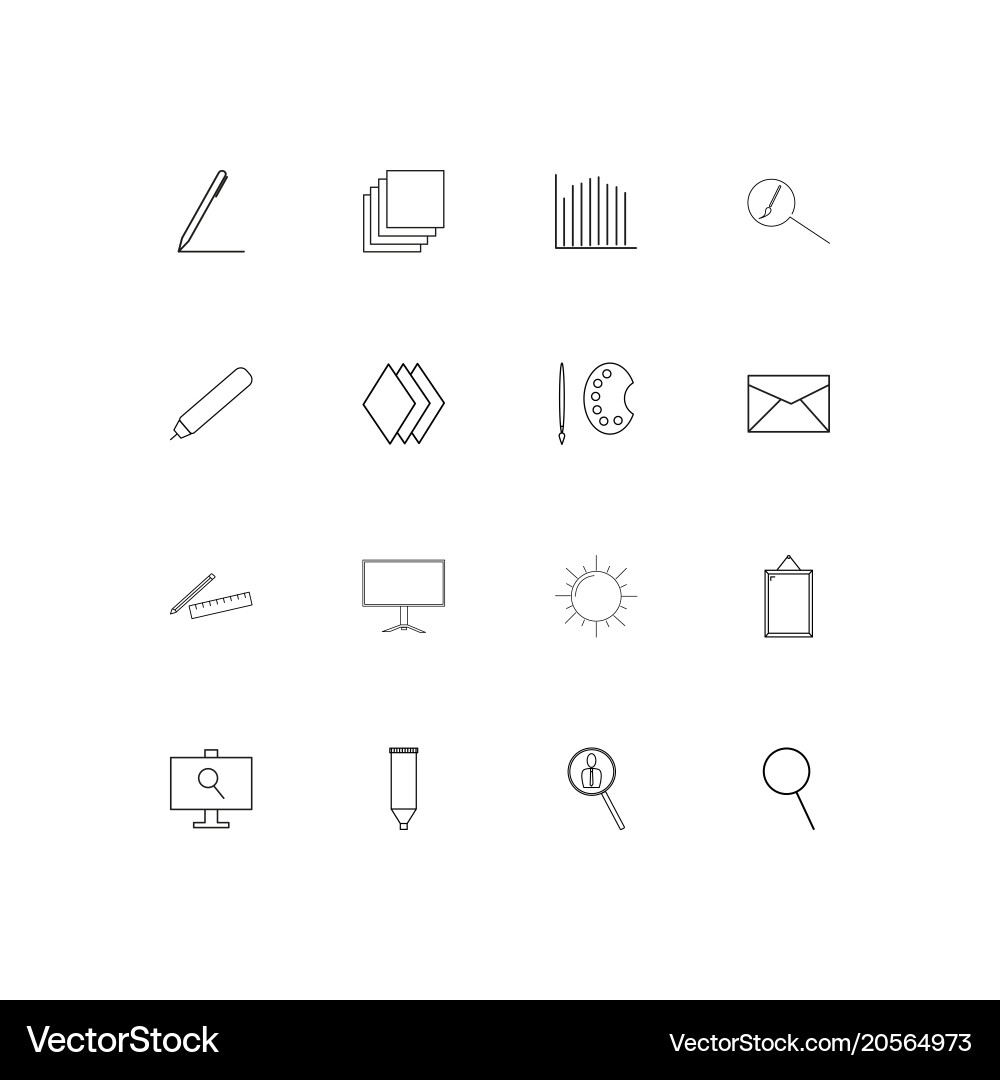 Creative process and design simple linear icons vector image