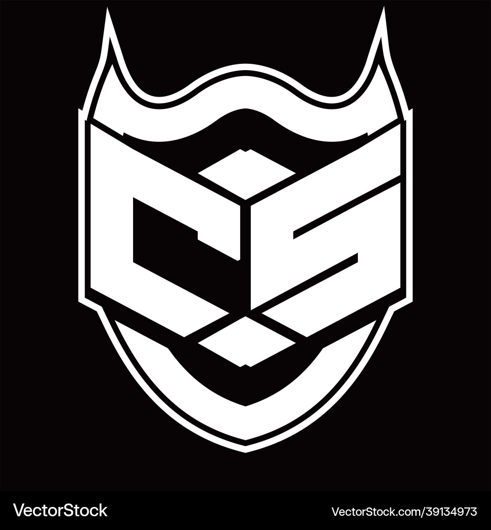 Cs logo monogram design isolated with shield vector image