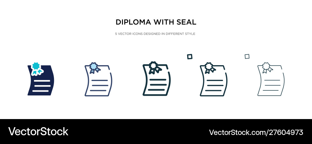 Diploma with seal icon in different style two Vector Image