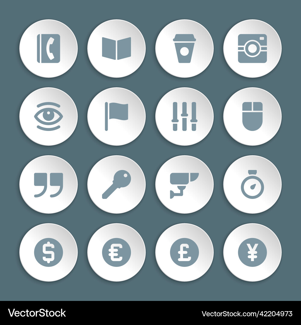 Flat icons set paper and shadow effect vector image